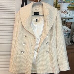 White House Black Market Ivory Pea Coat